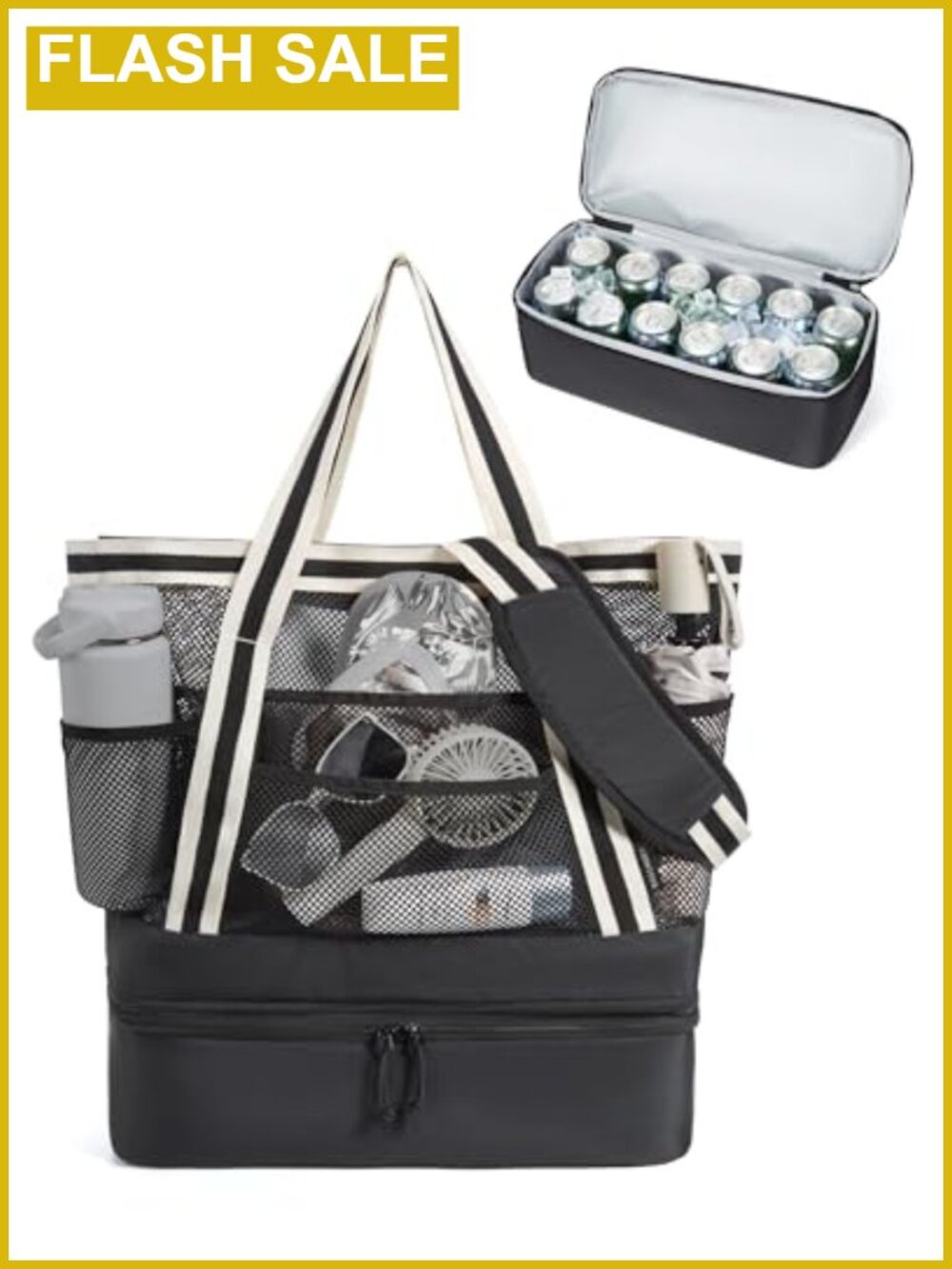 Large Beach Bag Swim Pool Tote with Removable Insulated Cooler